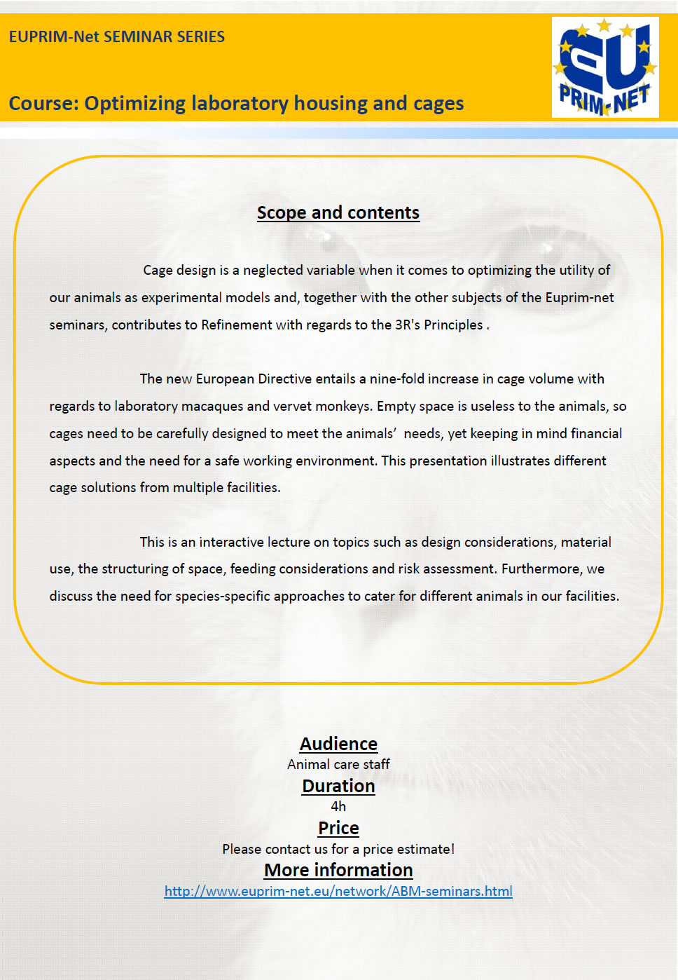 scope and contents of the Cages course