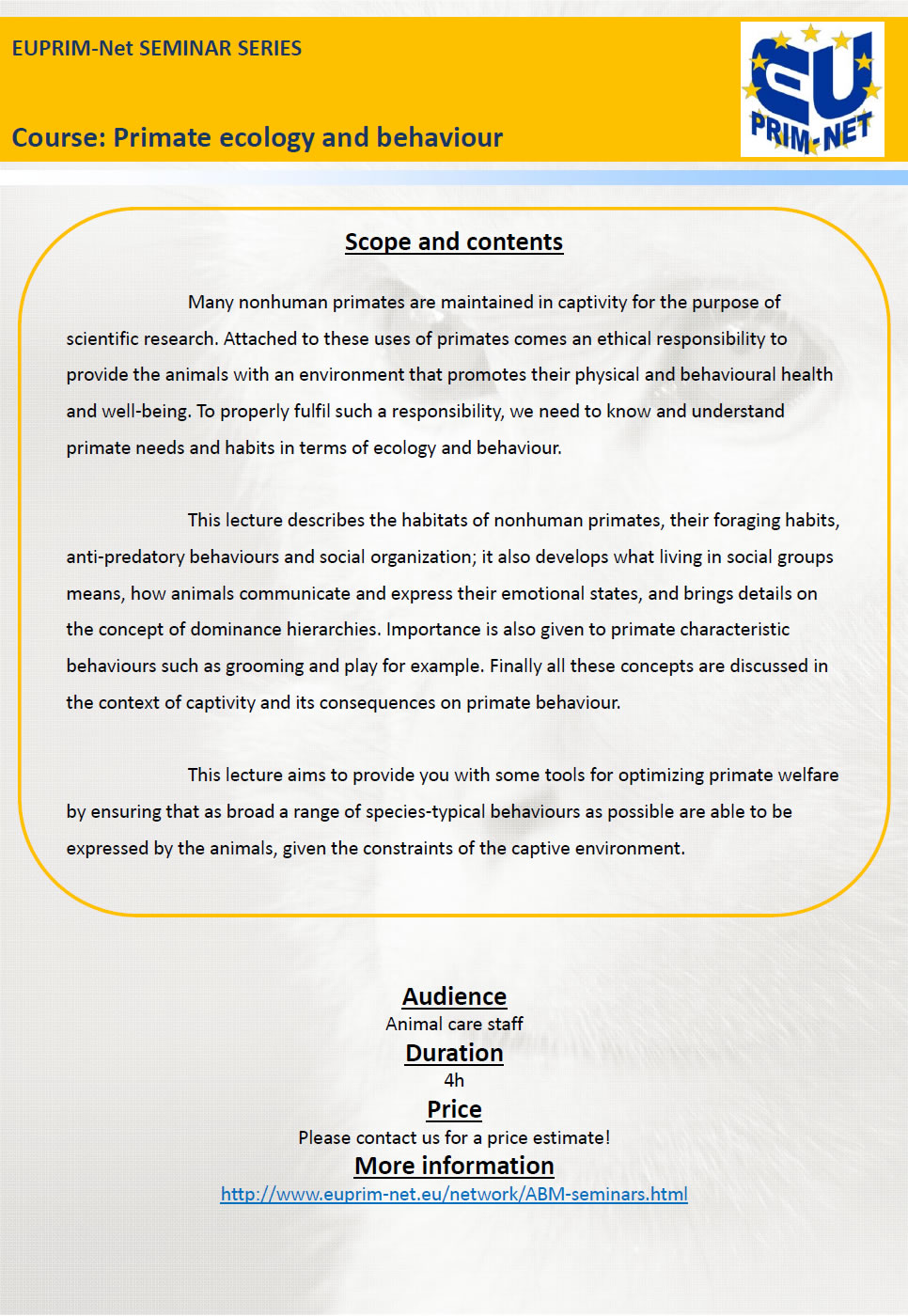 scope and contents of the Ecology course